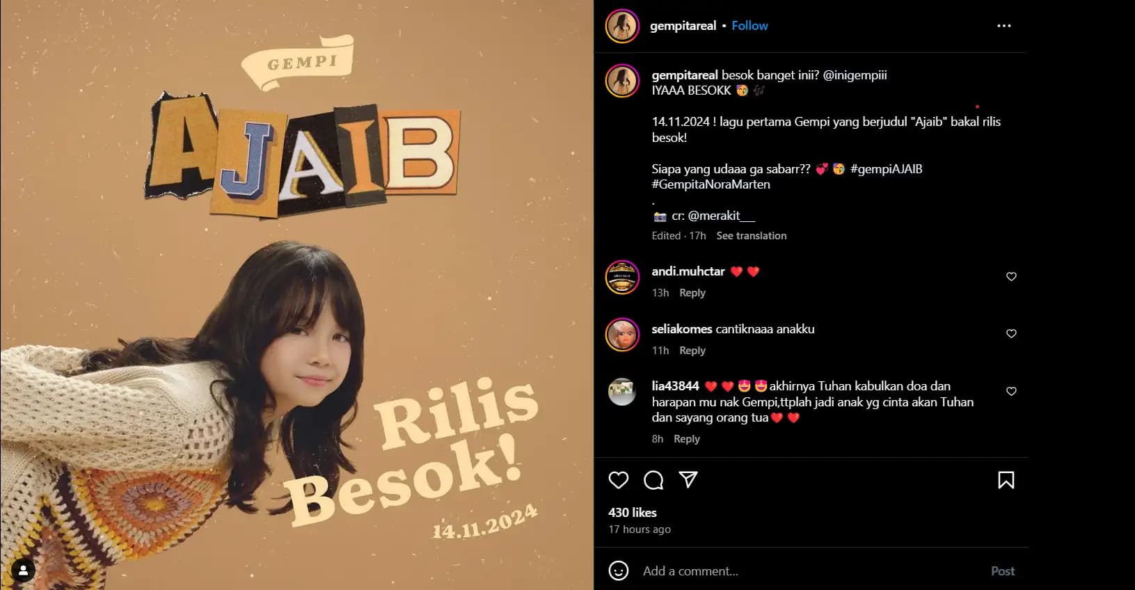 Gempi Debut Single Pertama “Ajaib” Ciptaan Yura Yunita