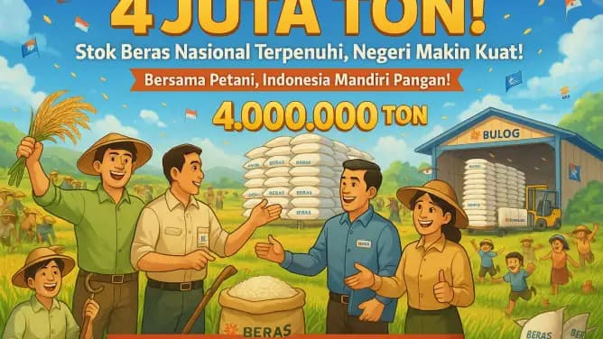 Stok Beras Pemerintah Tembus 4 Juta Ton, Tertinggi Sejak 1969