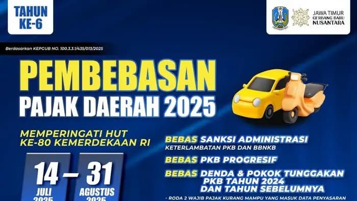 Pemprov Jatim Gelar Pemutihan Pajak Kendaraan Mulai 14 Juli, Sasar Ojek Online hingga UMKM